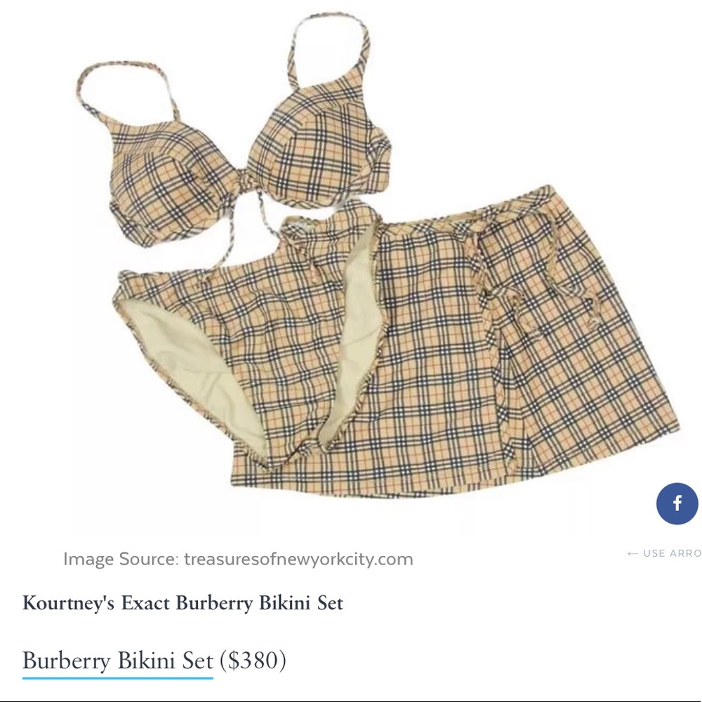 Vintage Burberry bikini set as seen on Kourtney Kardashian!